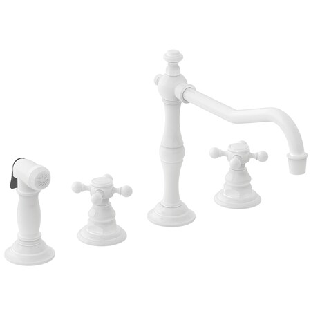 Newport Brass Kitchen Faucet With Side Spray in White 943/50